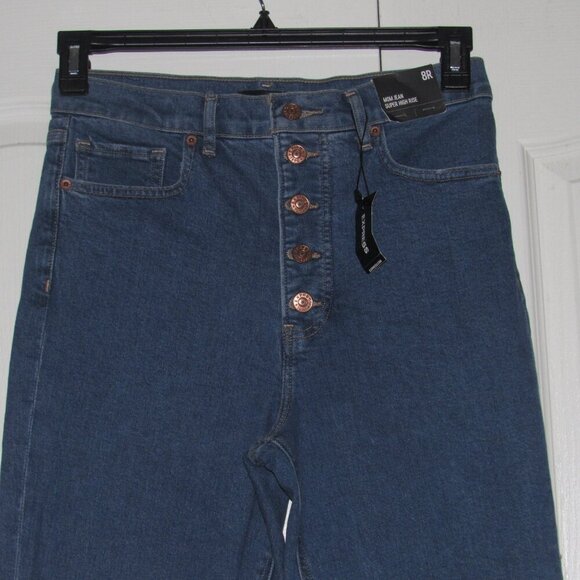 NWT EXPRESS Super High Rise Medium Wash Mom Jeans Size 8R - Picture 2 of 8